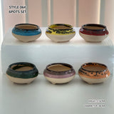 4/5/6 Pots Set Ceramic Clay Pottery Pots Succulent Flower Planter Draining Hole(Style 06# 6 Pots Set) - Front View