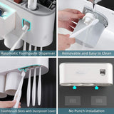Toothbrush Holders with 3-4 Cups Automatic Toothpaste Dispenser Kit(4 Cups 2 Drawer) - 45-Degree Angle