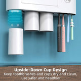 Toothbrush Holders with 3-4 Cups Automatic Toothpaste Dispenser Kit(4 Cups 2 Drawer) - Rear View