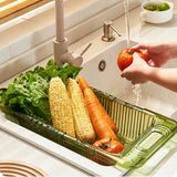 2 Pack Retractable Dish Drying Rack Basket Drainer Over The Sink(Green) - Top-Down View