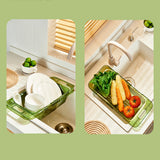 2 Pack Retractable Dish Drying Rack Basket Drainer Over The Sink(Green) - Rear View