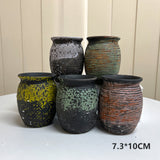 Ceramic Clay Pottery Pots Set Succulent Flower Planter Series 02(Style 02# 5 Pots Set) - Side View
