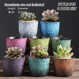 Ceramic Clay Pottery Pots Set Succulent Flower Planter Series 03(Style 01# 8 Pots Set) - Front View