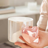 Lovely 3D Heart Love Ceramic Cup Mug Puffy Heart Handle with Gift Box (Purple) - Top-Down View