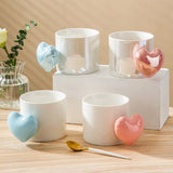 Lovely 3D Heart Love Ceramic Cup Mug Puffy Heart Handle with Gift Box (Purple) - Rear View