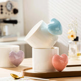 Lovely 4D Heart Love Ceramic Cup Mug Puffy Heart Handle with Gift Box (Pink) - Side View