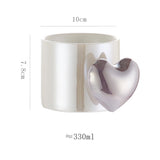 Lovely 4D Heart Love Ceramic Cup Mug Puffy Heart Handle with Gift Box (Pink) - Close-Up Angle