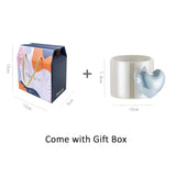 Lovely 4D Heart Love Ceramic Cup Mug Puffy Heart Handle with Gift Box (Pink) - Low Angle