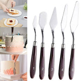 Cake Cream Spatula 5 Pcs/Set Stainless Steel Frosting Spatula Baking Pastry Tools - Front View