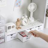 4 Pcs Set Stackable Desktop storage Box Drawer Transparent Plastic Stationery Cosmetic Organizer Box(Clear) - Front View