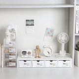 4 Pcs Set Stackable Desktop storage Box Drawer Transparent Plastic Stationery Cosmetic Organizer Box(Clear) - Side View
