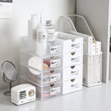 4 Pcs Set Stackable Desktop storage Box Drawer Transparent Plastic Stationery Cosmetic Organizer Box(Clear) - Rear View