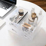 4 Pcs Set Stackable Desktop storage Box Drawer Transparent Plastic Stationery Cosmetic Organizer Box(Clear) - Close-Up Angle