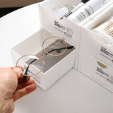 4 Pcs Set Stackable Desktop storage Box Drawer Transparent Plastic Stationery Cosmetic Organizer Box(Clear) - Low Angle