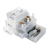 4 Pcs Set Stackable Desktop storage Box Drawer Transparent Plastic Stationery Cosmetic Organizer Box(Clear) - Extra Image