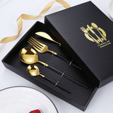 4 Pcs Set Stainless Steel Cutlery Set Spoon Fork Knife with Gift Box - Side View