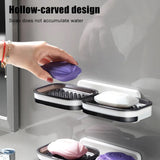Portable Soap Holder Wall Storage Rack Organizer Bathroom Accessories Double Layer Holder - Top-Down View