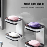 Portable Soap Holder Wall Storage Rack Organizer Bathroom Accessories Double Layer Holder - 45-Degree Angle