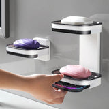 Portable Soap Holder Wall Storage Rack Organizer Bathroom Accessories Double Layer Holder - Close-Up Angle