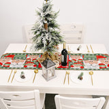 Christmas Table Runner thickened knitted Dining Tablecloth Xmas Party Decor(Santa Claus) - Top-Down View