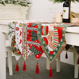 Christmas Table Runner thickened knitted Dining Tablecloth Xmas Party Decor(Santa Claus) - 45-Degree Angle