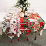 Christmas Table Runner thickened knitted Dining Tablecloth Xmas Party Decor(Elk) - Side View
