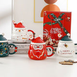 Christmas Cup Gift Box Ceramic Mug Set Mug Gift Set Christmas Coffee Cup(Santa Claus) - Front View