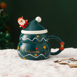 Christmas Cup Gift Box Ceramic Mug Set Mug Gift Set Christmas Coffee Cup(Tree) - 45-Degree Angle