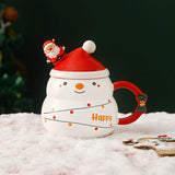 Christmas Cup Gift Box Ceramic Mug Set Mug Gift Set Christmas Coffee Cup(Snowman) - 45-Degree Angle