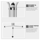 Freestanding Coat Rack with 12 Hooks 3-Tier Metal Hat Hanger Coat Tree(White) - Top-Down View