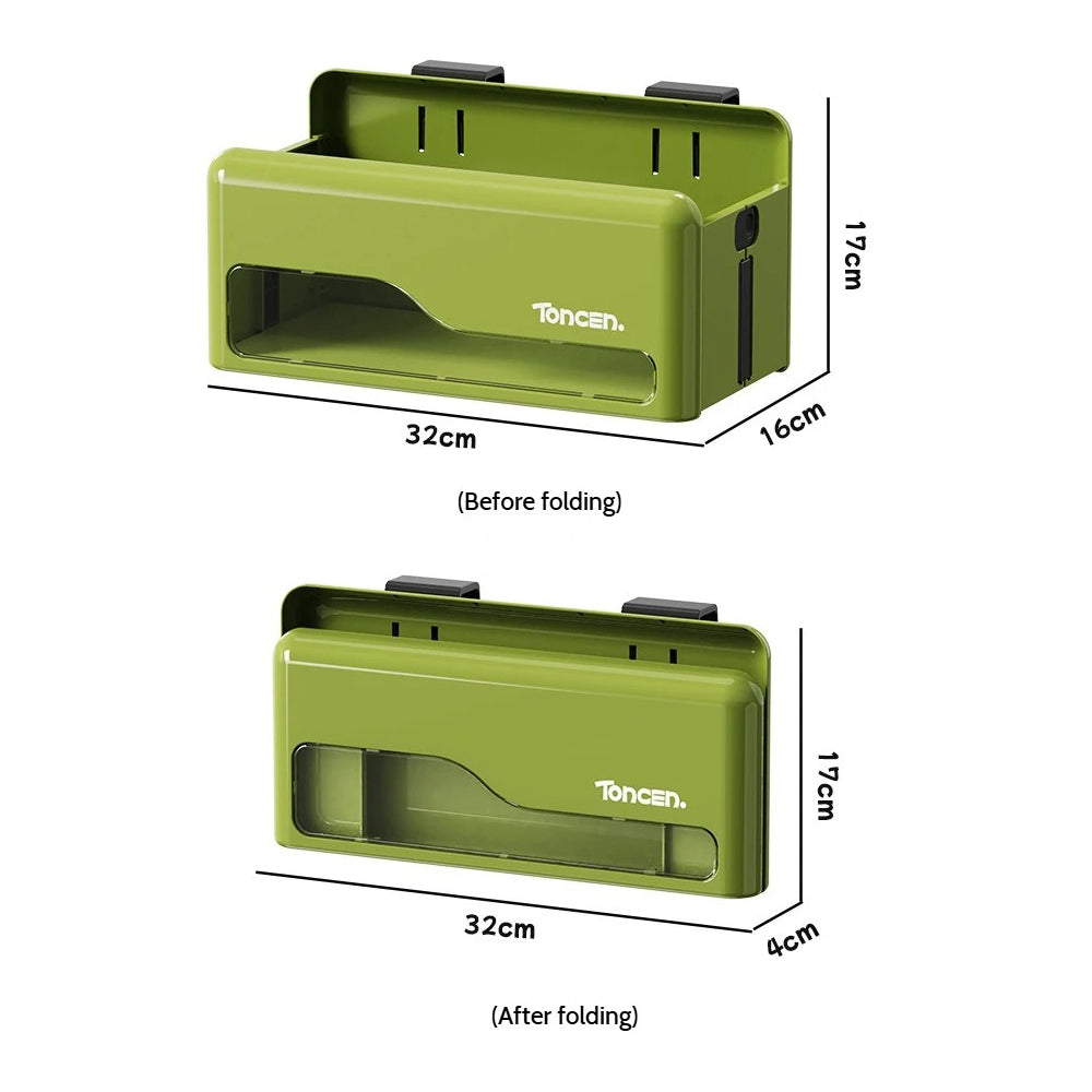 Foldable Hanging Storage Box No Drilling Required Wall-mounted Organizer (Green)