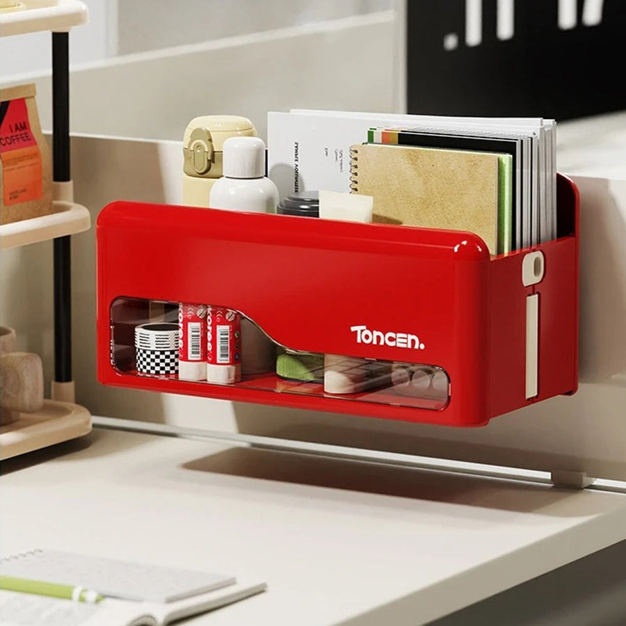 Foldable Hanging Storage Box No Drilling Required Wall-mounted Organizer (Red)