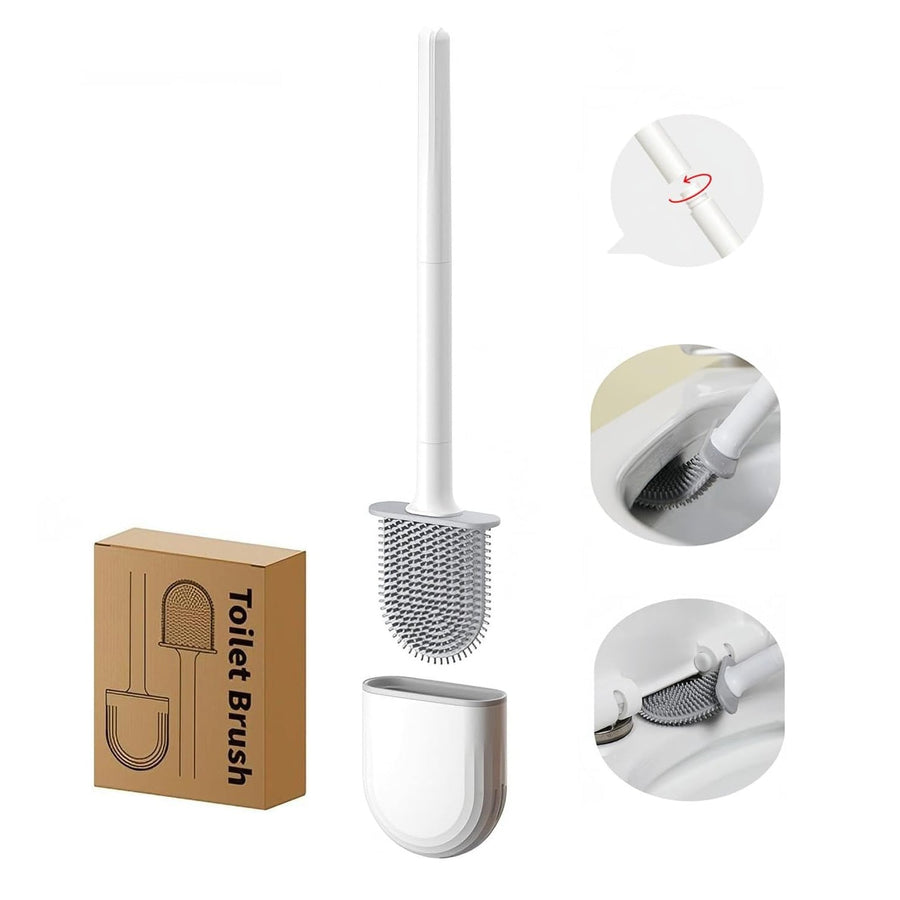 Silicone Flexible Head Deep Cleaning Toilet Brush with Wall Mount Holder