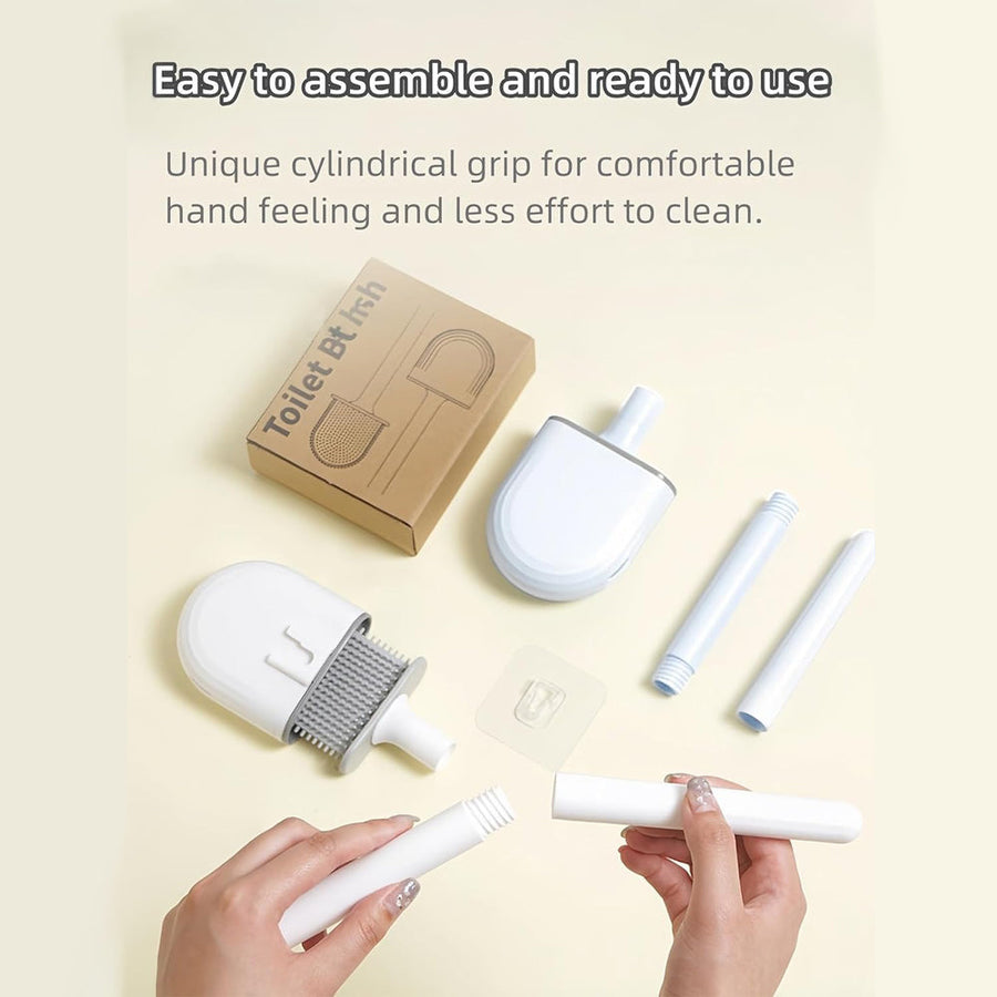 Silicone Flexible Head Deep Cleaning Toilet Brush with Wall Mount Holder