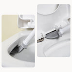 Silicone Flexible Head Deep Cleaning Toilet Brush with Wall Mount Holder