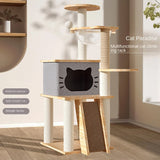 Cat Scratcher Bed Tower with Hammock Climbing Flower Tree Condo Ladder 120cm(Light Grey) - Side View