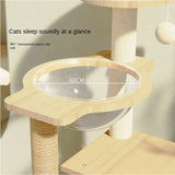 Cat Scratcher Bed Tower with Hammock Climbing Flower Tree Condo Ladder 120cm(Light Grey) - Top-Down View