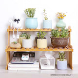2 Tier Bamboo Plant Stand Shelves Flower Pot Rack Garden Indoor Outdoor Patio - Top-Down View