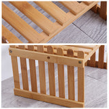 2 Tier Bamboo Plant Stand Shelves Flower Pot Rack Garden Indoor Outdoor Patio - Rear View