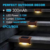 4 Pack SolarPower Deck Lights Outdoor Step Lights Waterproof LED lights - Front View