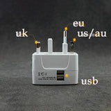 Dual USB Portable Electric Plug Power Socket Adapter International Travel Universal Charger Converter EU UK US AU - Close-Up Angle