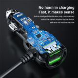 2 in 1 Dash Cam Car Charger Double USB 5V3.5A QC3.0 Fast 3.5M Cable - Front View