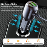 2 in 1 Dash Cam Car Charger Double USB 5V3.5A QC3.0 Fast 3.5M Cable - Top-Down View