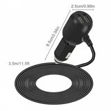 2 in 1 Dash Cam Car Charger Double USB 5V3.5A QC3.0 Fast 3.5M Cable - Low Angle