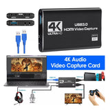 4K 1080P 60FPS HDMI to USB 3.0 Video Capture Card For PS4/PC/OBS Nintendo Switch - Front View