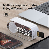 Wireless Bluetooth Speaker Alarm Clock Music Radio Player Timer Hands-Free Calling (Black) - Top-Down View