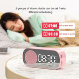 Wireless Bluetooth Speaker Alarm Clock Music Radio Player Timer Hands-Free Calling (Pink)