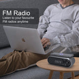 Bluetooth Speaker with 15W Wireless Charger Digital Alarm Clocks FM Radio Music Player (Grey)