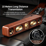 Retro Wood Grain Wireless Bluetooth Speaker Soundbar Deep Bass USB/TF/AUX Inputs - Low Angle