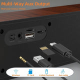Retro Wood Grain Wireless Bluetooth Speaker Soundbar Deep Bass USB/TF/AUX Inputs